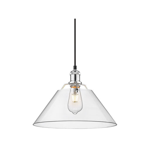 Golden Lighting Orwell 14" Wide Large Pendant, Chrome/Clear Glass