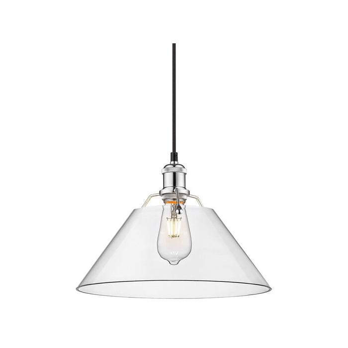 Golden Lighting Orwell 14" Wide Large Pendant, Chrome/Clear Glass