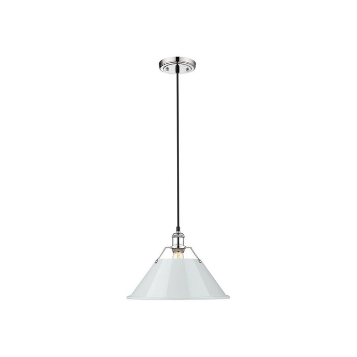Golden Lighting Orwell 14" Wide Large Pendant, Chrome/Dusky Blue - 3306-LCH-DB