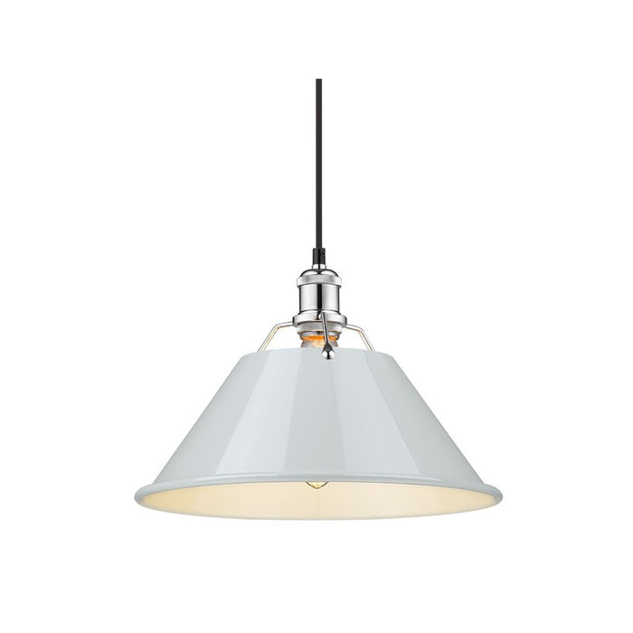 Golden Lighting Orwell 14" Wide Large Pendant, Chrome/Dusky Blue