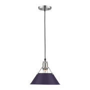 Golden Lighting Orwell 14in 1-Light Pendant | Industrial Chrome and Exotic Purple Steel | Kitchen Island & Dining Room | Model 3306-L CH-EP