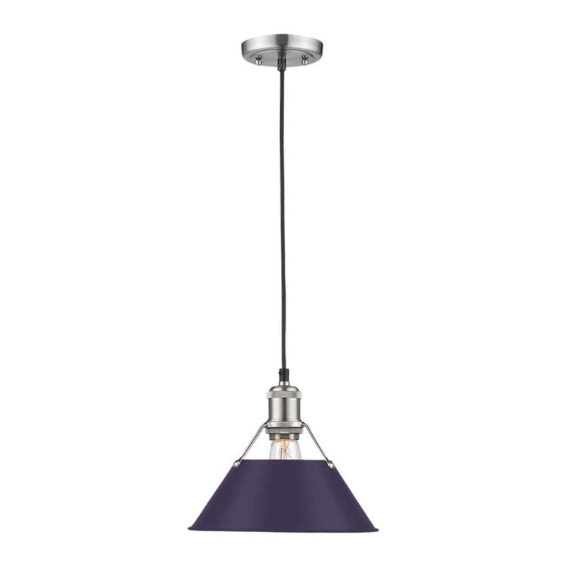 Golden Lighting Orwell 14in 1-Light Pendant | Industrial Chrome and Exotic Purple Steel | Kitchen Island & Dining Room | Model 3306-L CH-EP