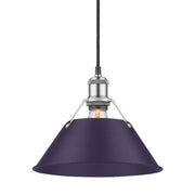 Golden Lighting Orwell 14in 1-Light Pendant | Industrial Chrome and Exotic Purple Steel | Kitchen Island & Dining Room | Model 3306-L CH-EP
