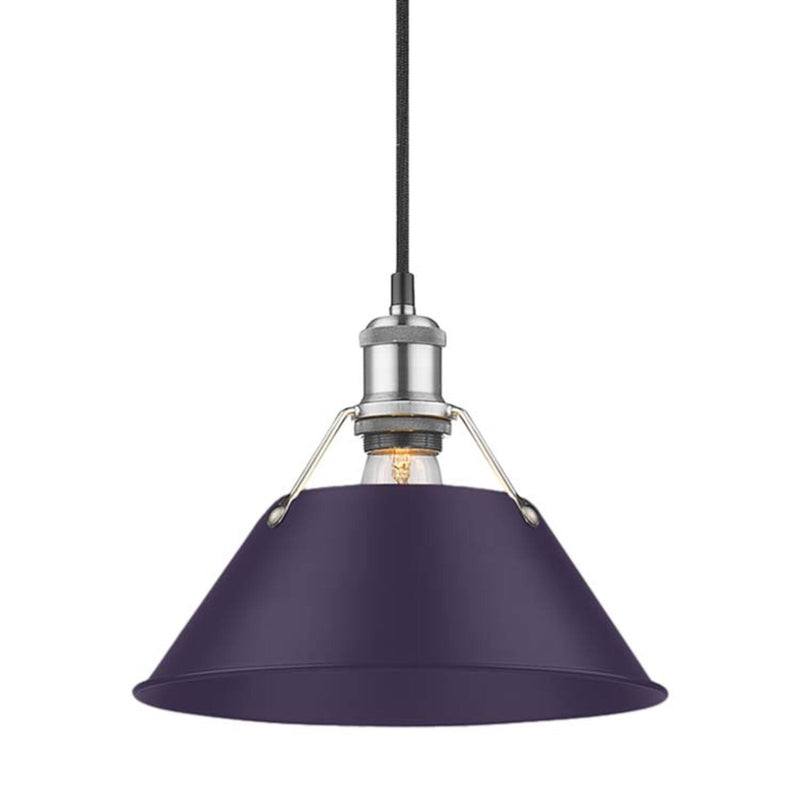 Golden Lighting Orwell 14in 1-Light Pendant | Industrial Chrome and Exotic Purple Steel | Kitchen Island & Dining Room | Model 3306-L CH-EP