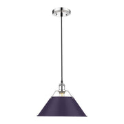 Golden Lighting Orwell 14in 1-Light Pendant | Industrial Chrome and Exotic Purple Steel | Kitchen Island & Dining Room | Model 3306-L CH-EP
