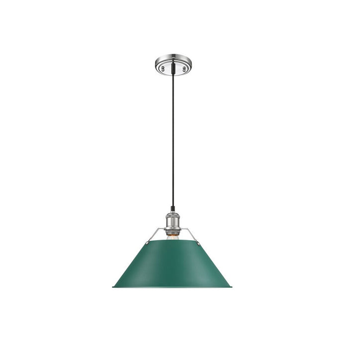 Golden Lighting Orwell 14" Wide Large Pendant, Chrome/Pine Green - 3306-LCH-GN