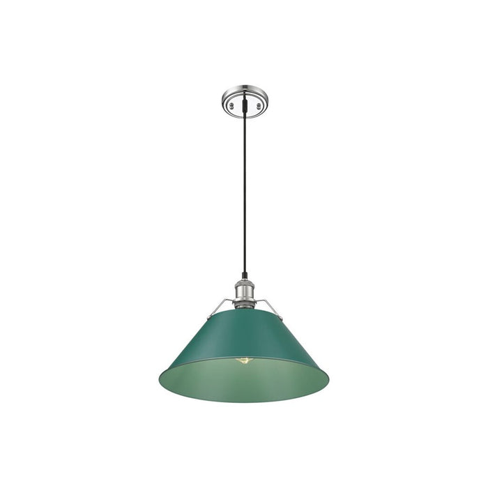 Golden Lighting Orwell 14" Wide Large Pendant, Chrome/Pine Green