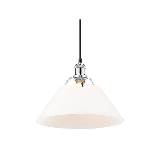Golden Lighting Orwell 14" Wide Large Pendant, Chrome/Opal Glass
