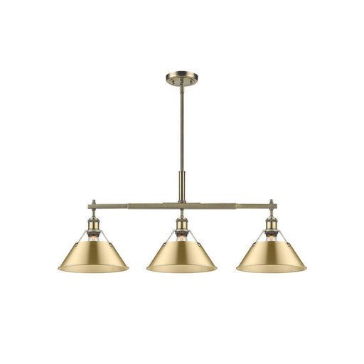 Golden Orwell 3-Light Linear Pendant, Aged Brass/Champ Bronze - 3306-LPAB-BCB