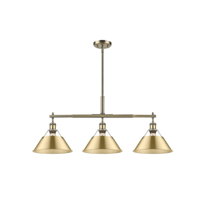 Golden Orwell 3-Light Linear Pendant, Aged Brass/Champ Bronze - 3306-LPAB-BCB