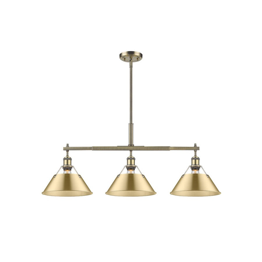 Golden Orwell 3-Light Linear Pendant, Aged Brass/Champ Bronze - 3306-LPAB-BCB