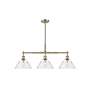 Golden Orwell 3-Light Linear Pendant, Aged Brass/Clear Glass - 3306-LPAB-CLR