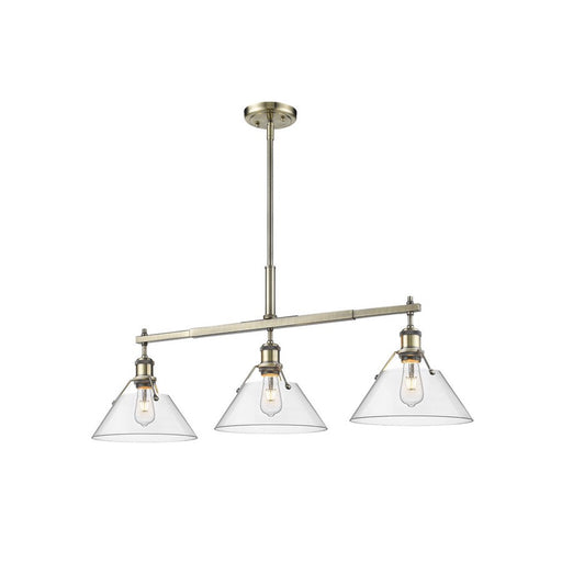 Golden Orwell 3-Light Linear Pendant, Aged Brass/Clear Glass