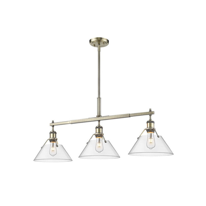 Golden Orwell 3-Light Linear Pendant, Aged Brass/Clear Glass