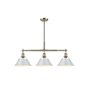 Golden Orwell 3-Light Linear Pendant, Aged Brass/Dusky Blue - 3306-LPAB-DB