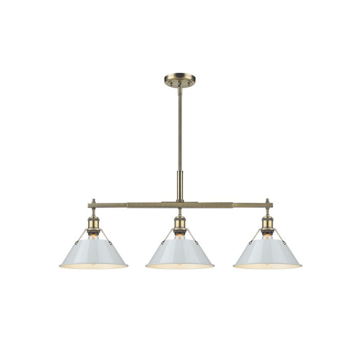 Golden Orwell 3-Light Linear Pendant, Aged Brass/Dusky Blue - 3306-LPAB-DB