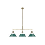 Golden Orwell 3-Light Linear Pendant, Aged Brass/Pine Green - 3306-LPAB-GN