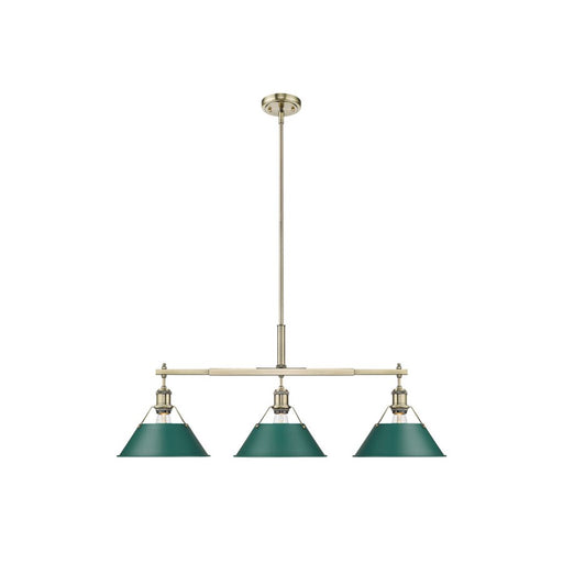 Golden Orwell 3-Light Linear Pendant, Aged Brass/Pine Green - 3306-LPAB-GN