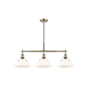 Golden Orwell 3-Light Linear Pendant, Aged Brass/Opal Glass - 3306-LPAB-OP