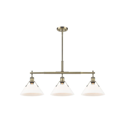 Golden Orwell 3-Light Linear Pendant, Aged Brass/Opal Glass - 3306-LPAB-OP