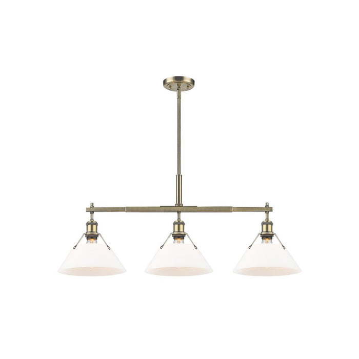 Golden Orwell 3-Light Linear Pendant, Aged Brass/Opal Glass - 3306-LPAB-OP