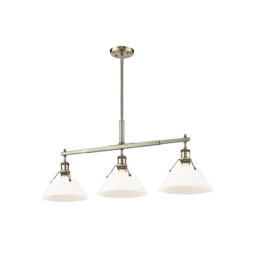 Golden Orwell 3-Light Linear Pendant, Aged Brass/Opal Glass