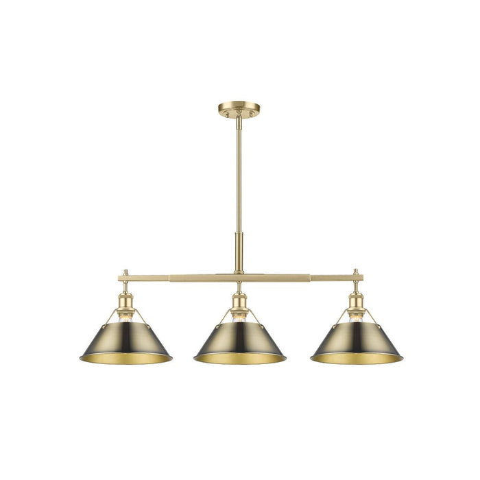 Golden Orwell 3-Light Linear Pendant, Champ Bronze/Aged Brass - 3306-LPBCB-AB