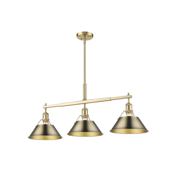 Golden Orwell 3-Light Linear Pendant, Champ Bronze/Aged Brass