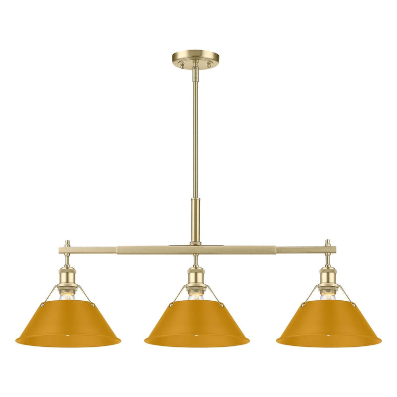 Golden Lighting Orwell 35.75in 3-Light Island Light | Industrial Brushed Champagne Brass and Auric Yellow Steel | Kitchen | Model 3306-LP BCB-AY