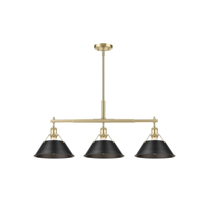 Golden Orwell 3-Lt Linear Pendant, Champagne Bronze/Matte Black - 3306-LPBCB-BLK