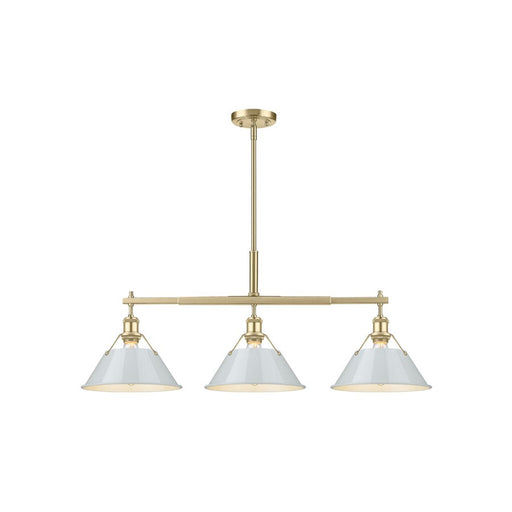 Golden Orwell 3-Light Linear Pendant, Champ Bronze/Dusky Blue - 3306-LPBCB-DB