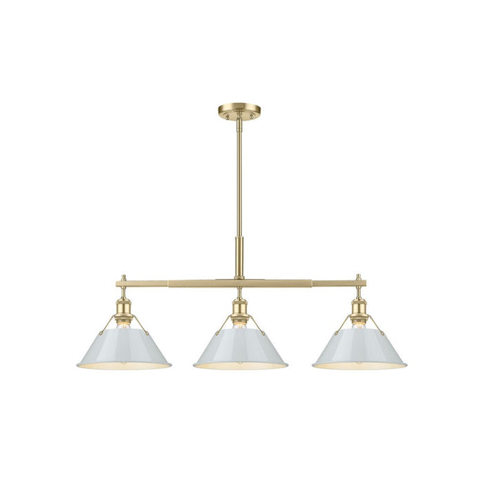 Golden Orwell 3-Light Linear Pendant, Champ Bronze/Dusky Blue - 3306-LPBCB-DB
