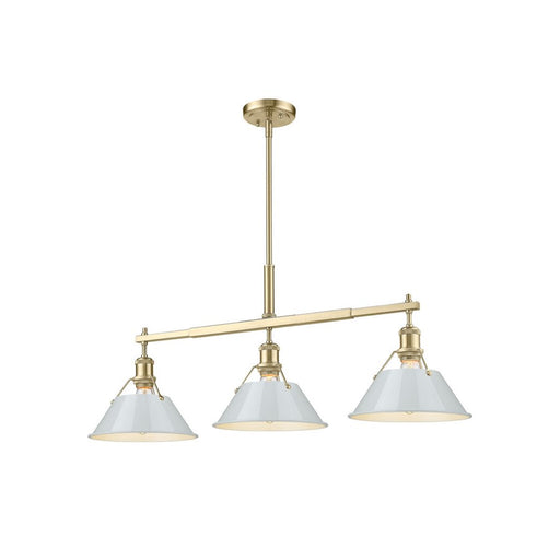 Golden Orwell 3-Light Linear Pendant, Champ Bronze/Dusky Blue