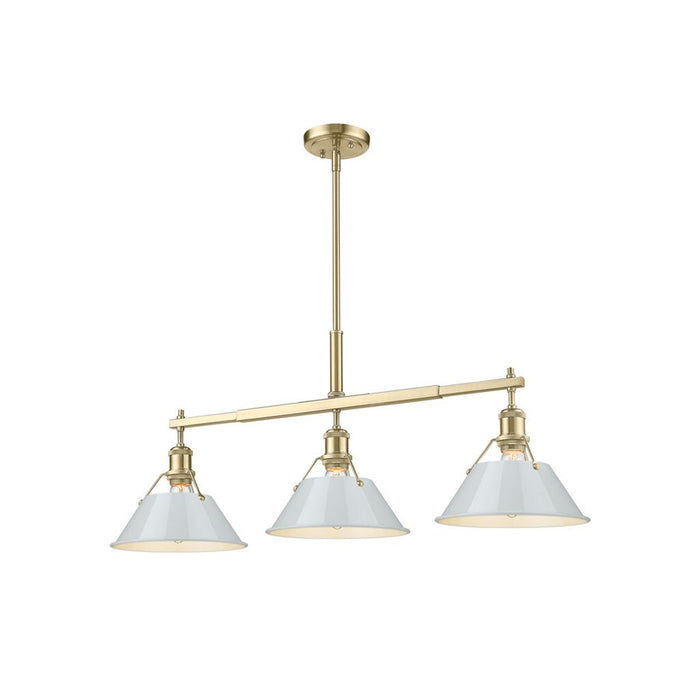 Golden Orwell 3-Light Linear Pendant, Champ Bronze/Dusky Blue