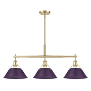 Golden Lighting Orwell 36in 3-Light Island Light | Industrial Brushed Champagne Brass and Exotic Purple Steel | Kitchen Island | Model 3306-LP BCB-EP