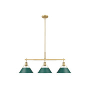Golden Orwell 3-Light Linear Pendant, Champ Bronze/Pine Green - 3306-LPBCB-GN