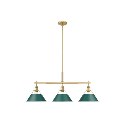 Golden Orwell 3-Light Linear Pendant, Champ Bronze/Pine Green - 3306-LPBCB-GN