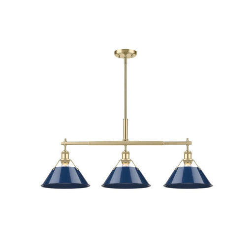 Golden Orwell 3-Light Linear Pendant, Bronze/Matte Navy - 3306-LPBCB-NVY
