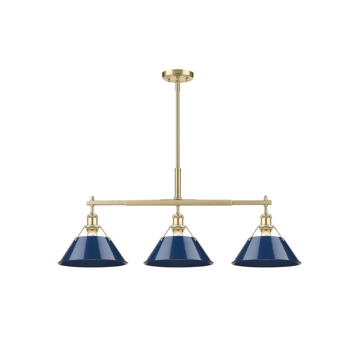 Golden Orwell 3-Light Linear Pendant, Bronze/Matte Navy - 3306-LPBCB-NVY