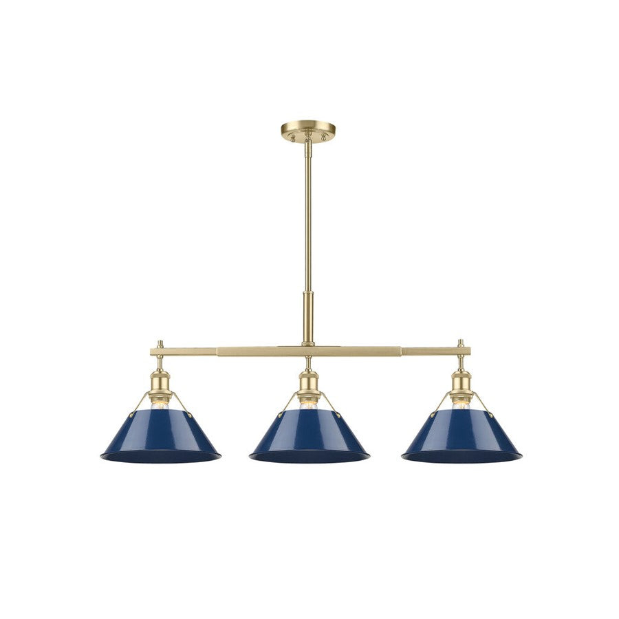 Golden Orwell 3-Light Linear Pendant, Bronze/Matte Navy - 3306-LPBCB-NVY