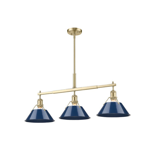 Golden Orwell 3-Light Linear Pendant, Bronze/Matte Navy