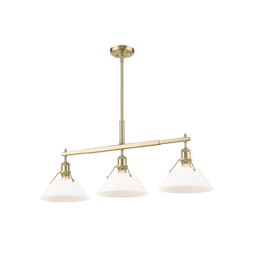 Golden Orwell 3-Light Linear Pendant, Champ Bronze/Opal Glass