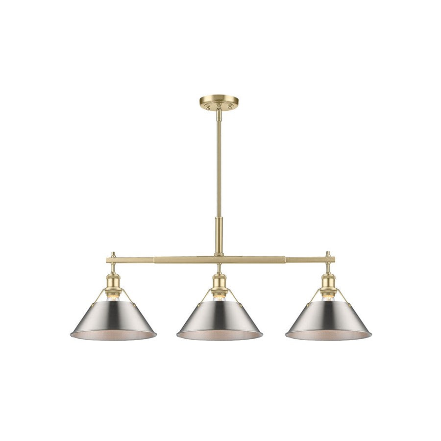 Golden Orwell 3-Light Linear Pendant, Champagne Bronze/Pewter - 3306-LPBCB-PW