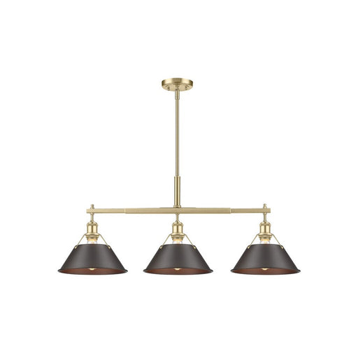 Golden Orwell 3-Light Linear Pendant, Bronze/Rubbed Bronze - 3306-LPBCB-RBZ