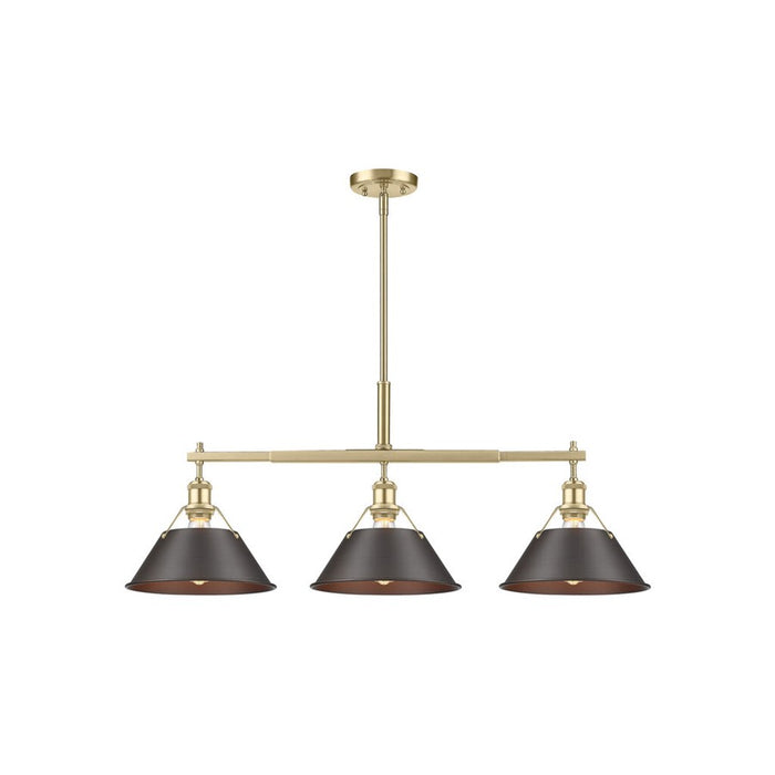 Golden Orwell 3-Light Linear Pendant, Bronze/Rubbed Bronze - 3306-LPBCB-RBZ