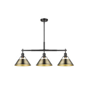 Golden Orwell 3-Light Linear Pendant, Matte Black/Aged Brass - 3306-LPBLK-AB