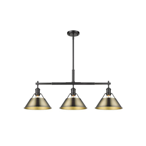 Golden Orwell 3-Light Linear Pendant, Matte Black/Aged Brass - 3306-LPBLK-AB