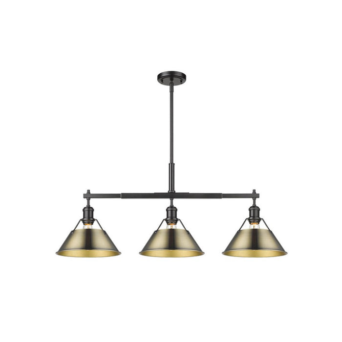 Golden Orwell 3-Light Linear Pendant, Matte Black/Aged Brass - 3306-LPBLK-AB