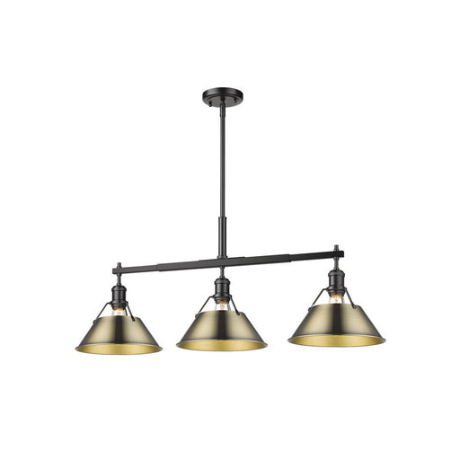 Golden Orwell 3-Light Linear Pendant, Matte Black/Aged Brass