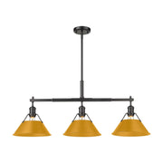 Golden Lighting Orwell 3-Light Island Light | Industrial Matte Black and Auric Yellow Steel | Kitchen Island | Model 3306-LP BLK-AY